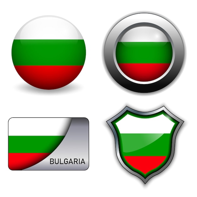Vector tema de los iconos de la bandera de bulgaria.