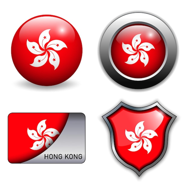 Tema de los iconos de la bandera de hong kong.