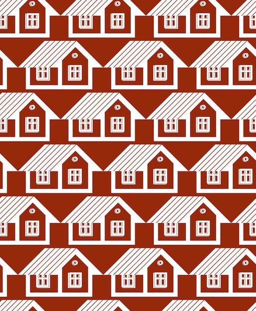 Tema inmobiliario vector simétrico de patrones sin fisuras, representación de casas abstractas. Idea de promotor inmobiliario, para su uso en diseño gráfico.