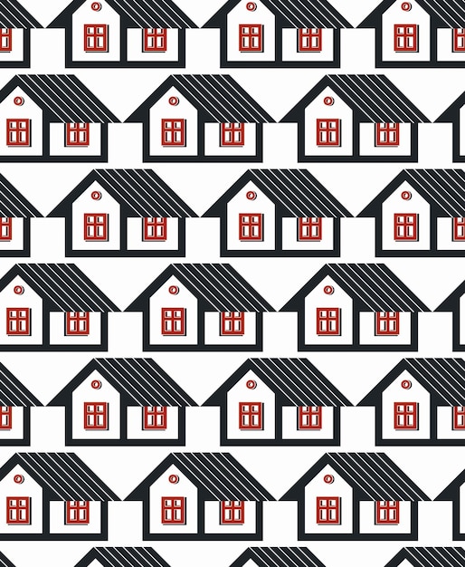 Tema inmobiliario vector simétrico de patrones sin fisuras, representación de casas abstractas. Idea de promotor inmobiliario, para su uso en diseño gráfico.