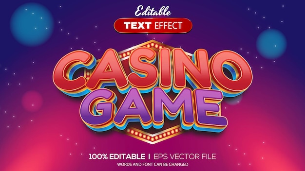 Tema de juego de casino con efecto de texto editable en 3D