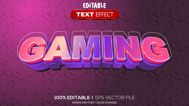 Vector tema de juegos de efectos de texto 3d