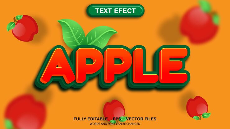 Vector tema de manzana con efectos de texto editables