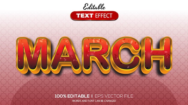 Tema de marcha de efecto de texto editable en 3d