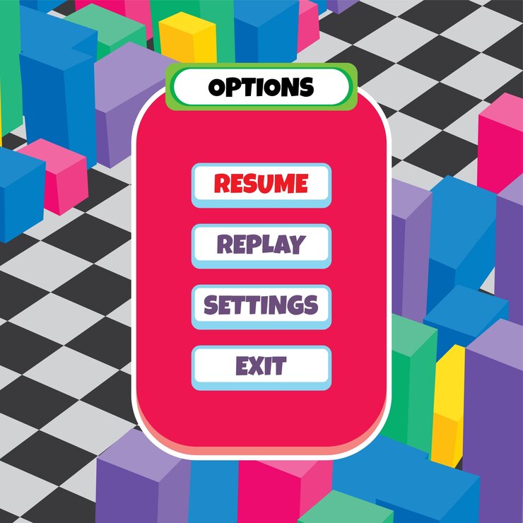 Vector tema del menú de recursos del juego
