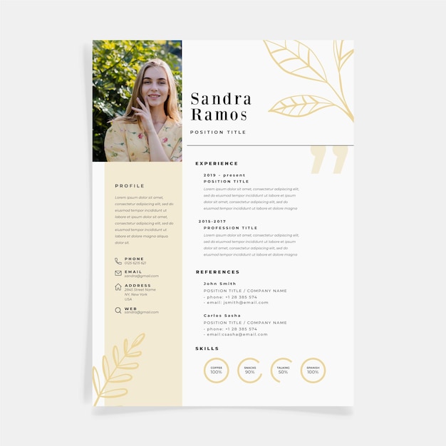 Vector tema mínimo de plantilla de cv