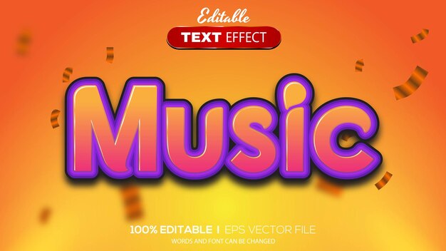 Tema musical de efecto de texto editable en 3d