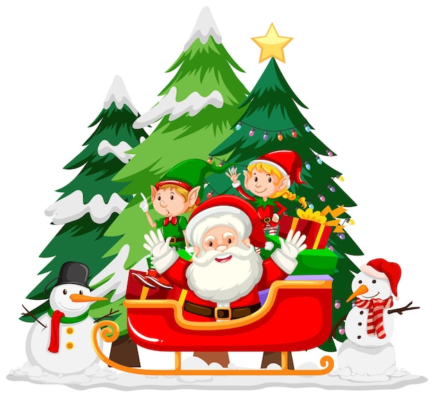 Tema de Navidad con Santa y muñeco de nieve