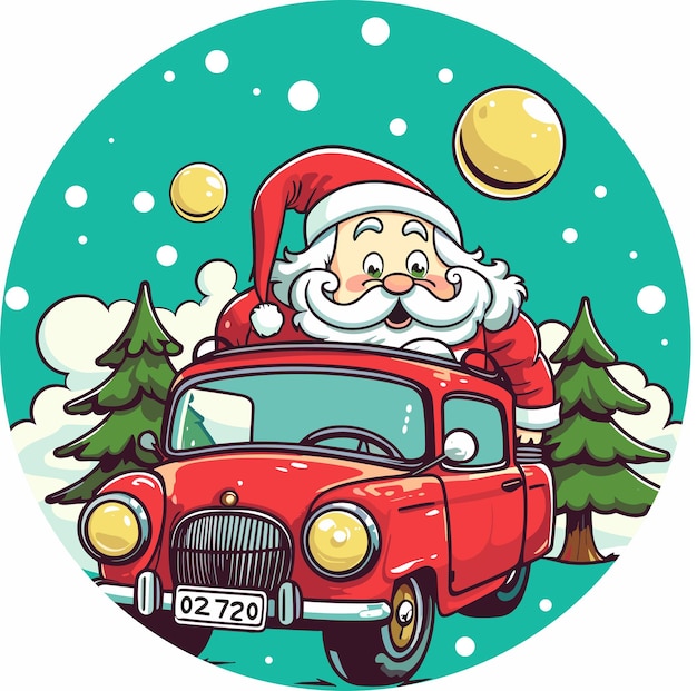 Tema de navidad vectorial de santa claus con ilustración de regalos