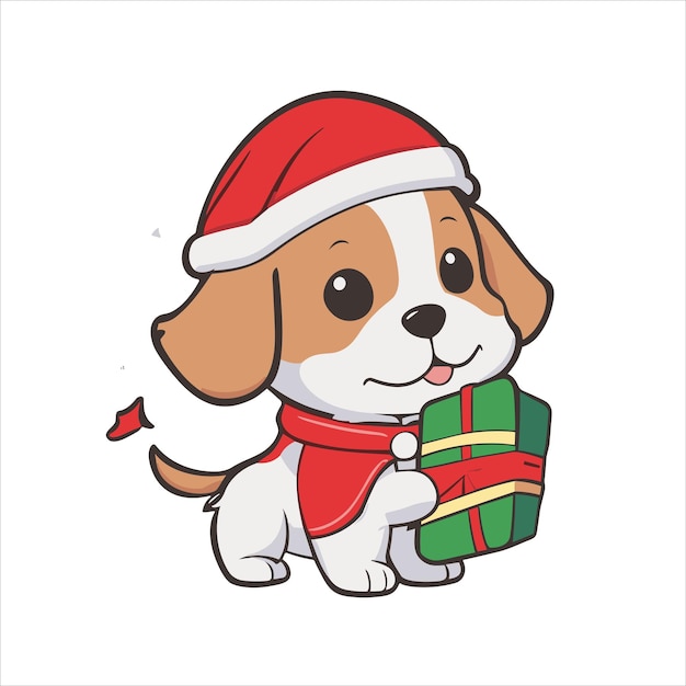 Tema navideño vectorial con perros con sombreros de elfo.