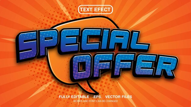 Tema de oferta especial de efecto de texto cómico editable