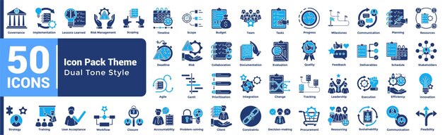 El tema del paquete de iconos de 50 estilos de doble tono