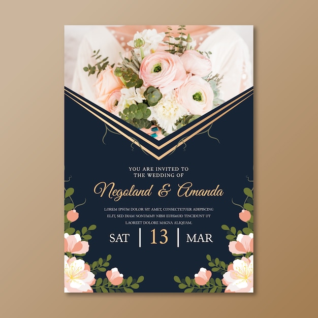 Tema de plantilla de invitación de boda