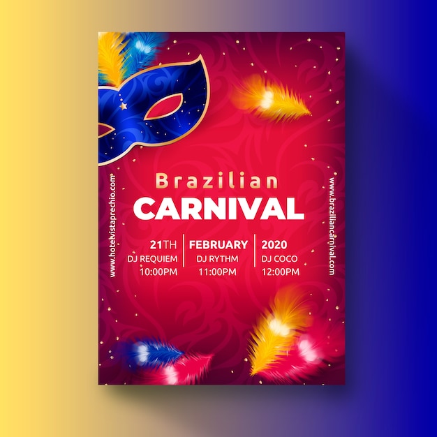 Vector tema realista para plantilla de volante de carnaval brasileño