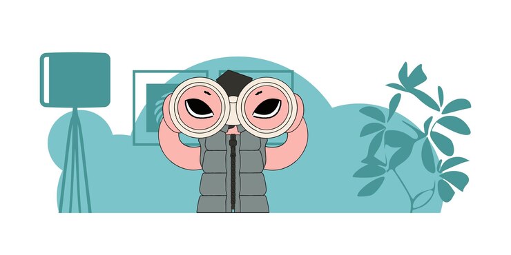 Vector tema de recursos humanos hombre atractivo con binoculares