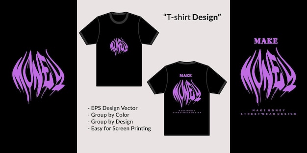 el tema de la ropa de calle gana diseño de tipografía de dinero para la mercancía de ropa de vector de camiseta premium