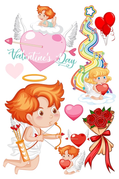 Tema de san valentin con cupido y rosas.