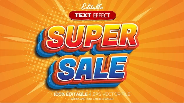 Tema de súper venta de efecto de texto editable en 3d