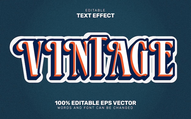 tema vintage retro elegante editable efecto de texto 3D vector gráfico