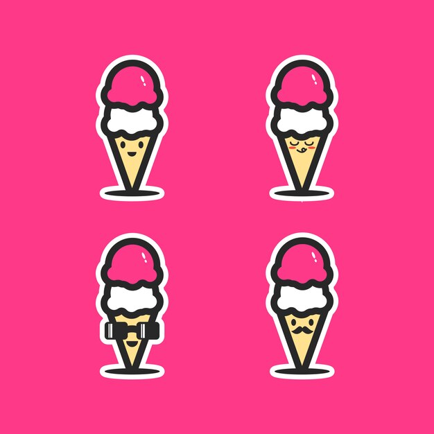Con temas de comida. lindos personajes de helados