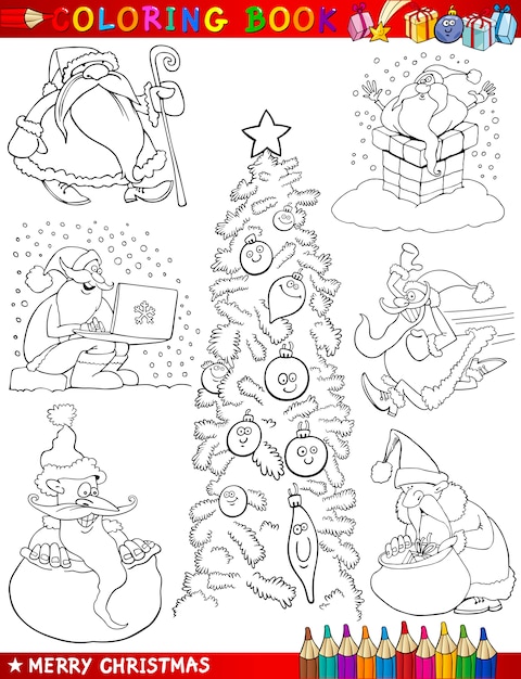 Temas de dibujos animados de Navidad para colorear