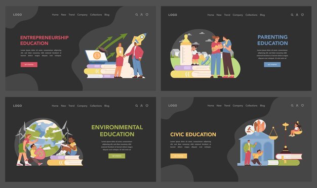 Los temas educativos ponen a las personas de diferentes edades y razas a estudiar el medio ambiente, la cultura y la cívica.