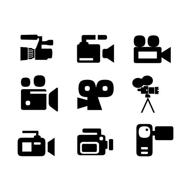 Tempale Stock 20 Iconos de la cámara en fondo blanco Ilustración vectorial