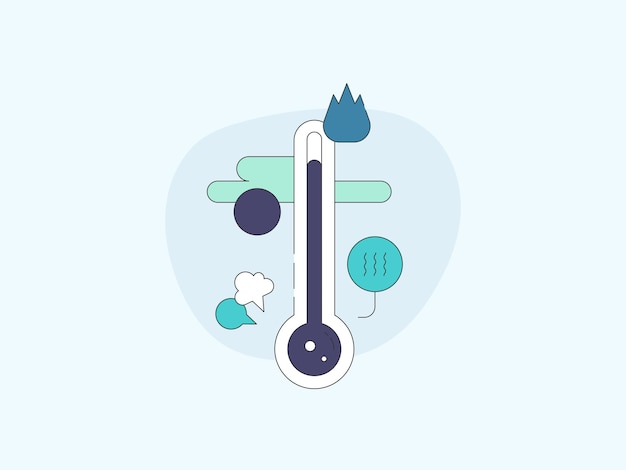 Vector una temperatura con nieve en la parte superior y las palabras invierno en la parte inferior