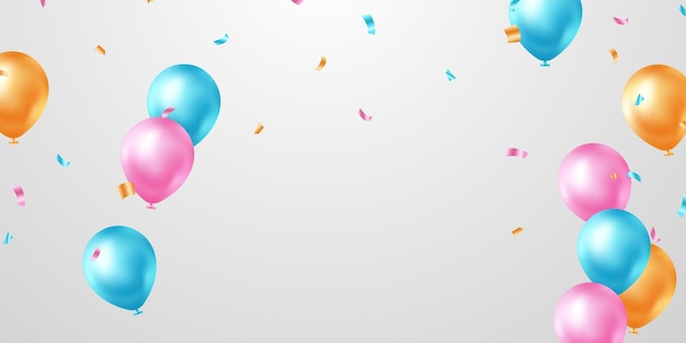 Templata de bandera diseño de fondo vectorial ilustración de globo 3D de colores