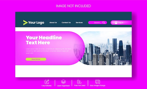 Templata de banner horizontal de la página de encabezado y de aterrizaje del sitio web empresarial