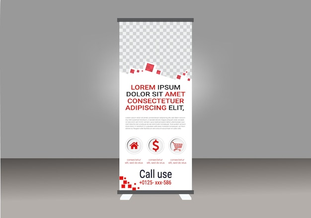 Templata de banner de negocio enrollado Vector de banderín de exhibición enrollado xbanner