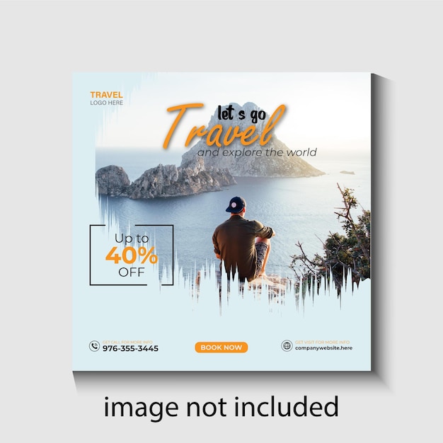 Templata de banner de publicación de agencias de viajes en redes sociales Diseño