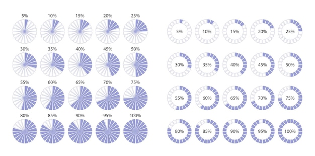 Vector templata de carga de círculo y anillo al 100 por ciento barra de progreso circular diagrama de progreso redondo