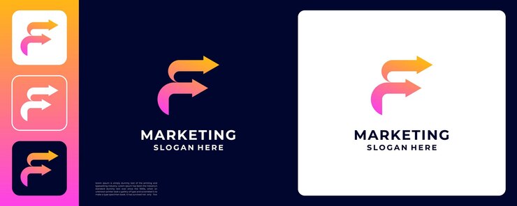 Vector templata de concepto de diseño de logotipo de letra f con flecha vectorial totalmente editable