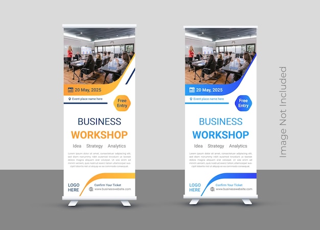 Templata de diseño de banner de evento de negocios de vectores gratuitos con diseño de maqueta