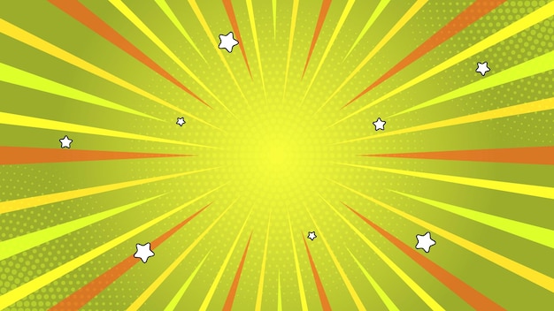 Templata de diseño de folleto de estallido de sol abstracto de fondo de estallación de sol cómico amarillo