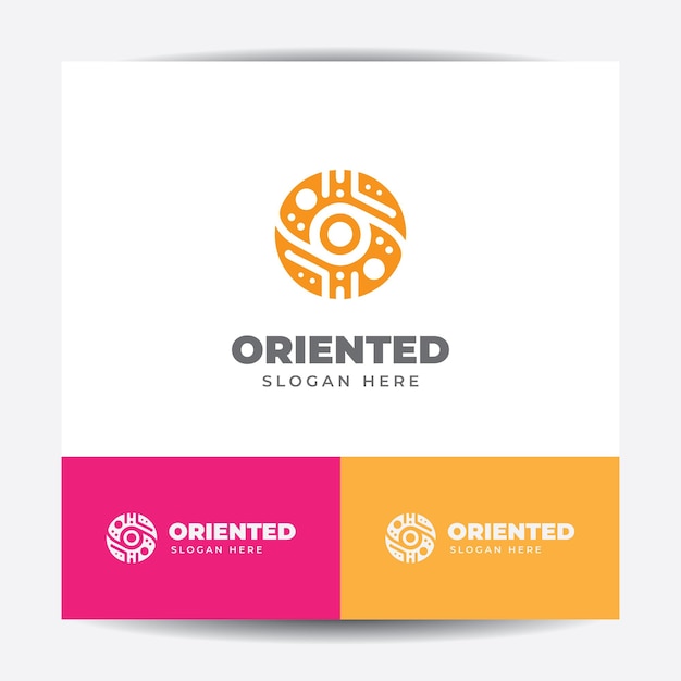 Templata de diseño de iconos de la rueda del logotipo de la letra O redonda y punto círculo Elementos creativos