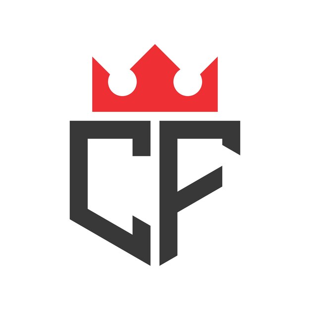 Templata de diseño del logotipo CF con la letra Corona Corona en la letra CF