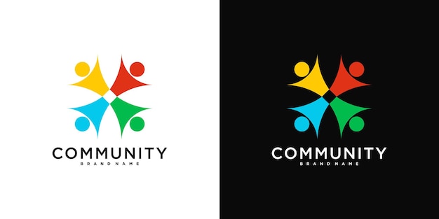 Templata de diseño de logotipo de la comunidad creativa colorida signo y símbolo Premium Vector
