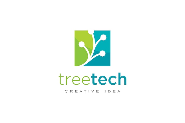 Templata de diseño de logotipo del concepto de tecnología creativa de la naturaleza
