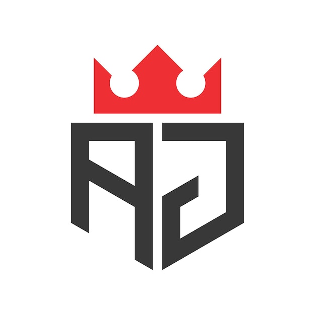Templata de diseño del logotipo de la corona de la corona en la letra AJ