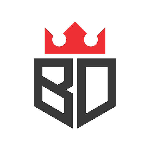 Templata de diseño del logotipo de la corona de la corona en la letra BD
