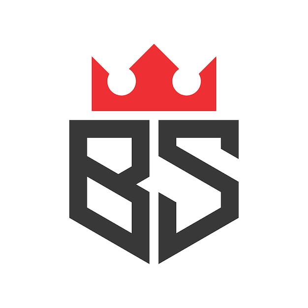 Templata de diseño del logotipo de la corona de la corona en la letra BS