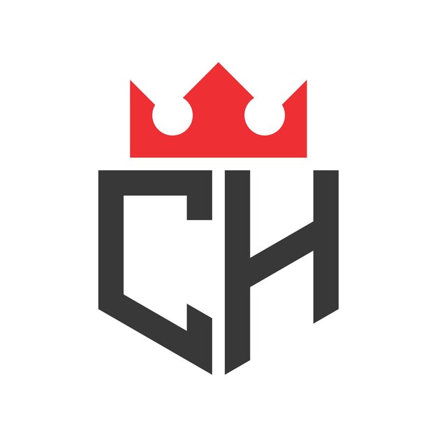 Templata de diseño del logotipo de la corona de la corona en la letra CH