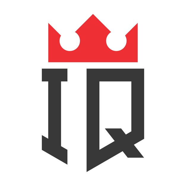 Templata de diseño del logotipo de la corona de la corona en la letra IQ