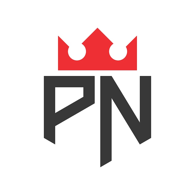 Vector templata de diseño del logotipo de la corona de la corona en la letra pn