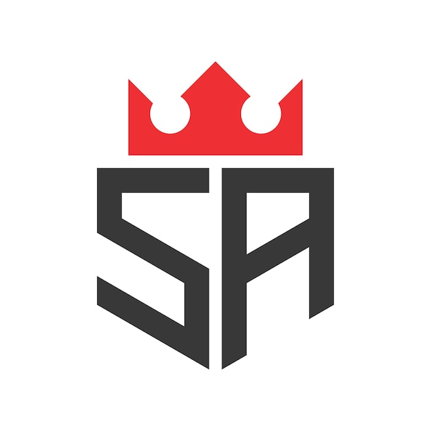 Templata de diseño del logotipo de la corona de la corona en la letra SA