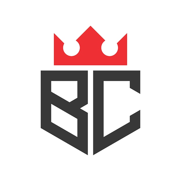 Templata de diseño del logotipo de la corona de la letra BC