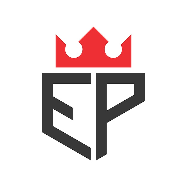 Templata de diseño del logotipo de la corona de la letra EP
