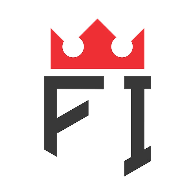 Templata de diseño del logotipo de la corona de la letra FI